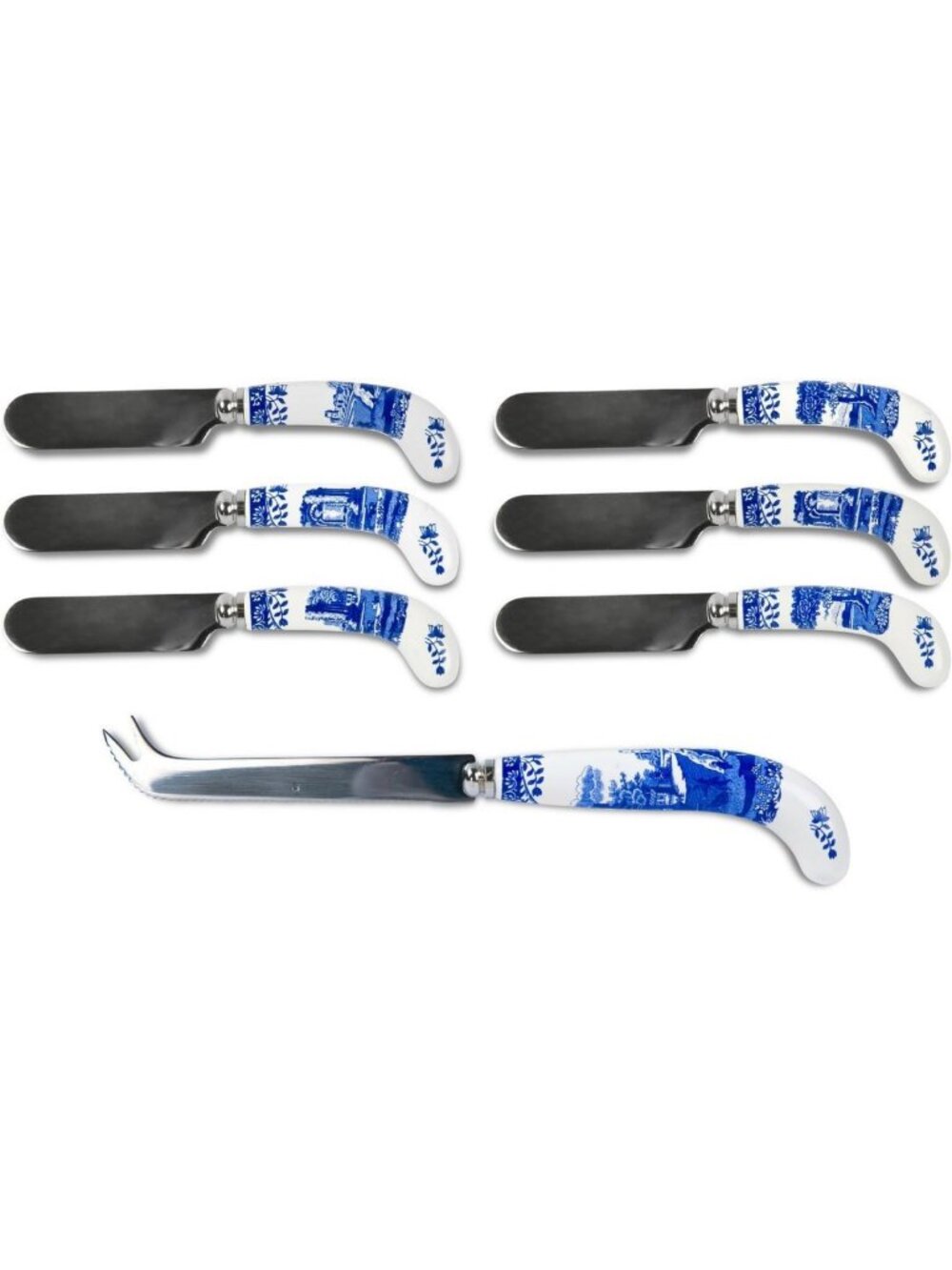 Elegant Blue Italian Cheese Knife & 6 Spreaders Set – Perfect for Entertaining!